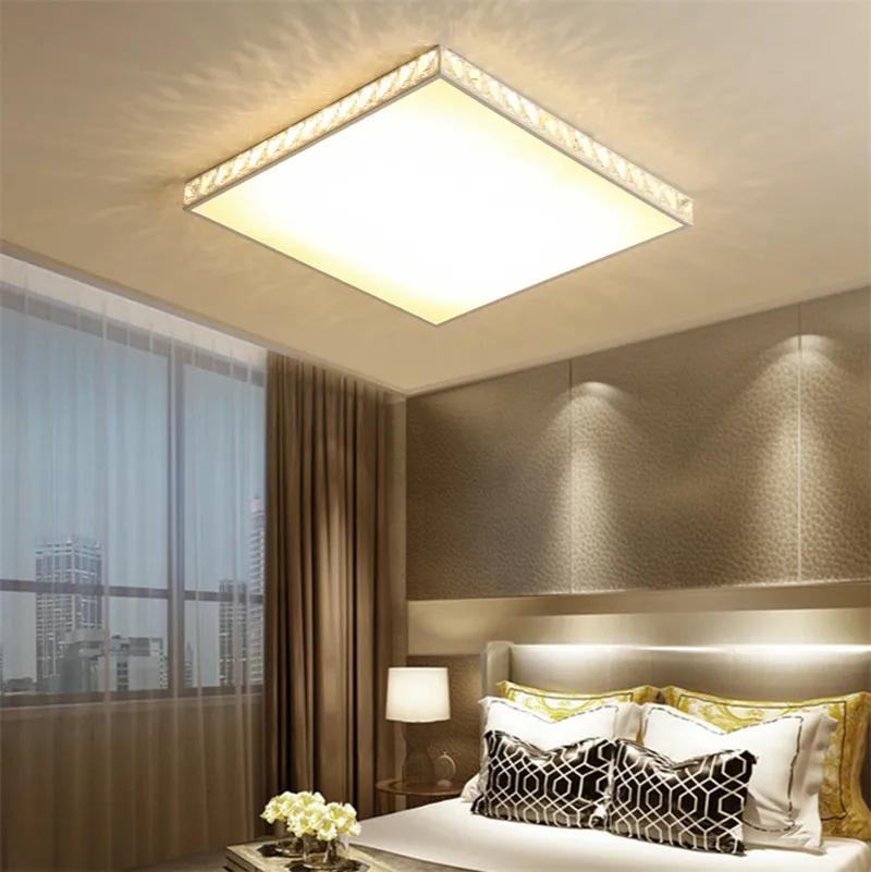 Lámpara de techo de cristal LED, candelabros rectangulares sencillos y modernos, iluminación nórdica para habitación, dormitorio y sala de estar