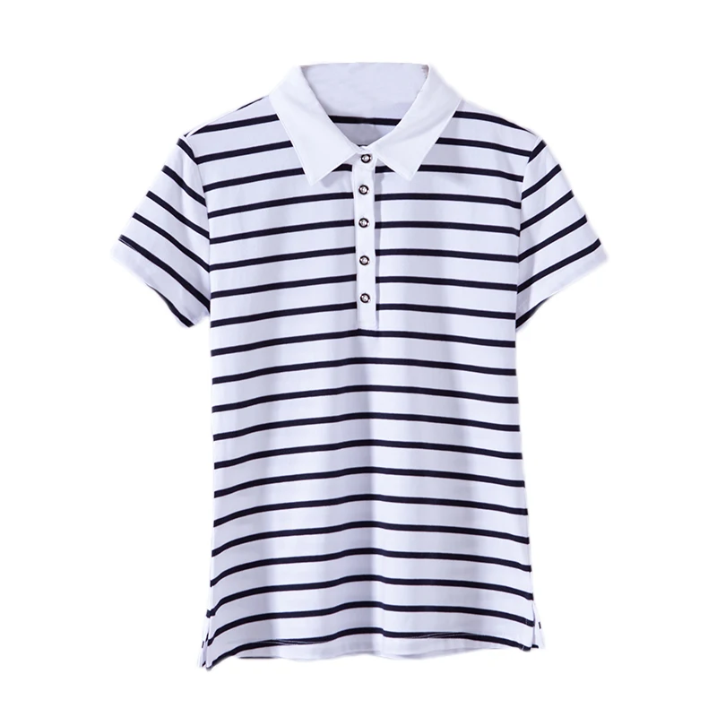 

2021 summer new striped casual slim lapel short-sleeved polo shirt blended fabric fashion slit large size shirt