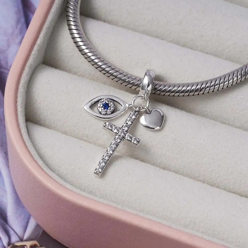 Невыцветающий Серебряный подвесной крест дефектора Любви DIY бусины подходят к