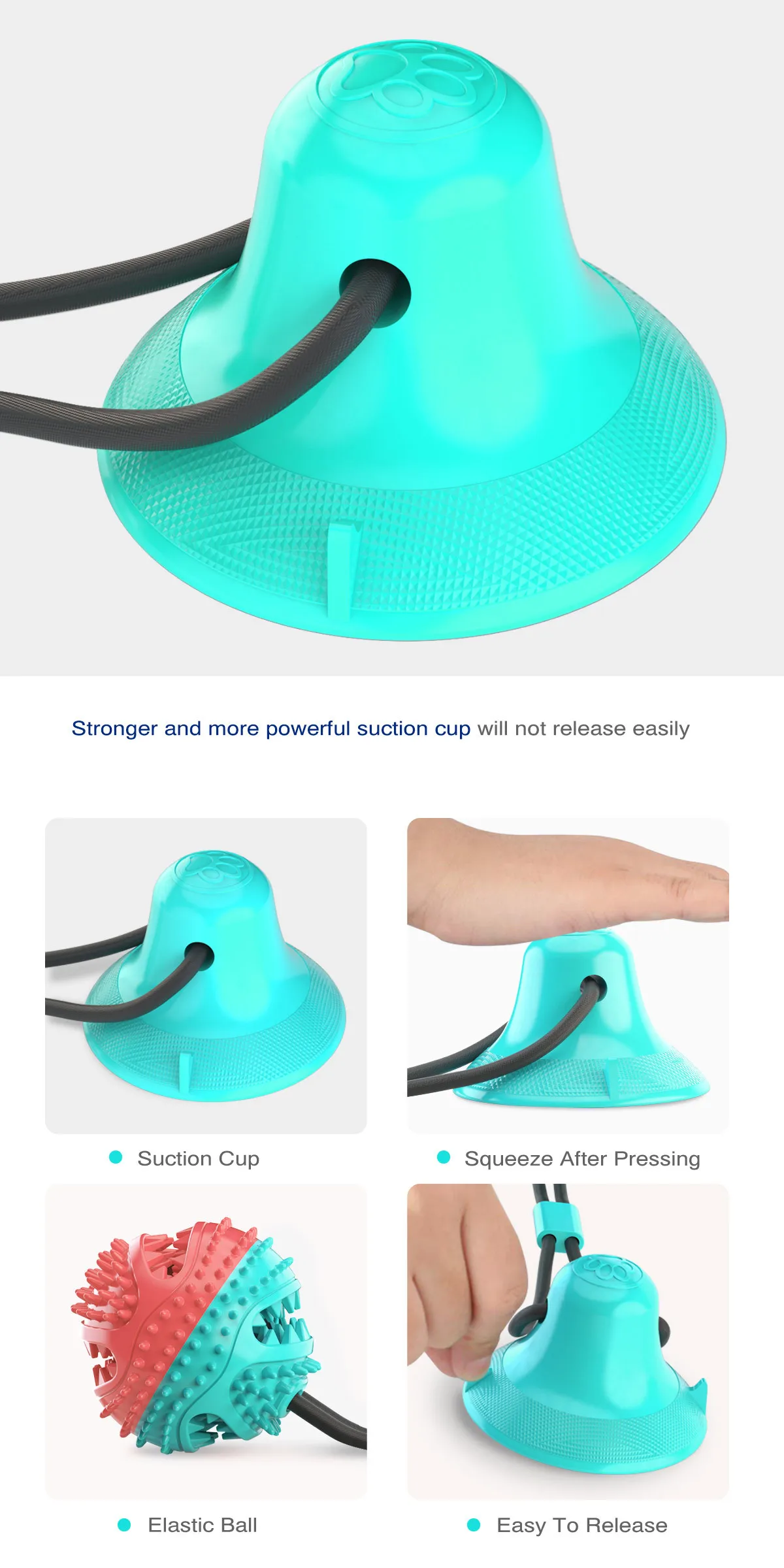 

NEW Dog Toys Silicon Suction Cup Tug Interactive Dog Ball Toy For Pet Chew Bite Tooth Cleaning Toothbrush Feeding Pet Supplies