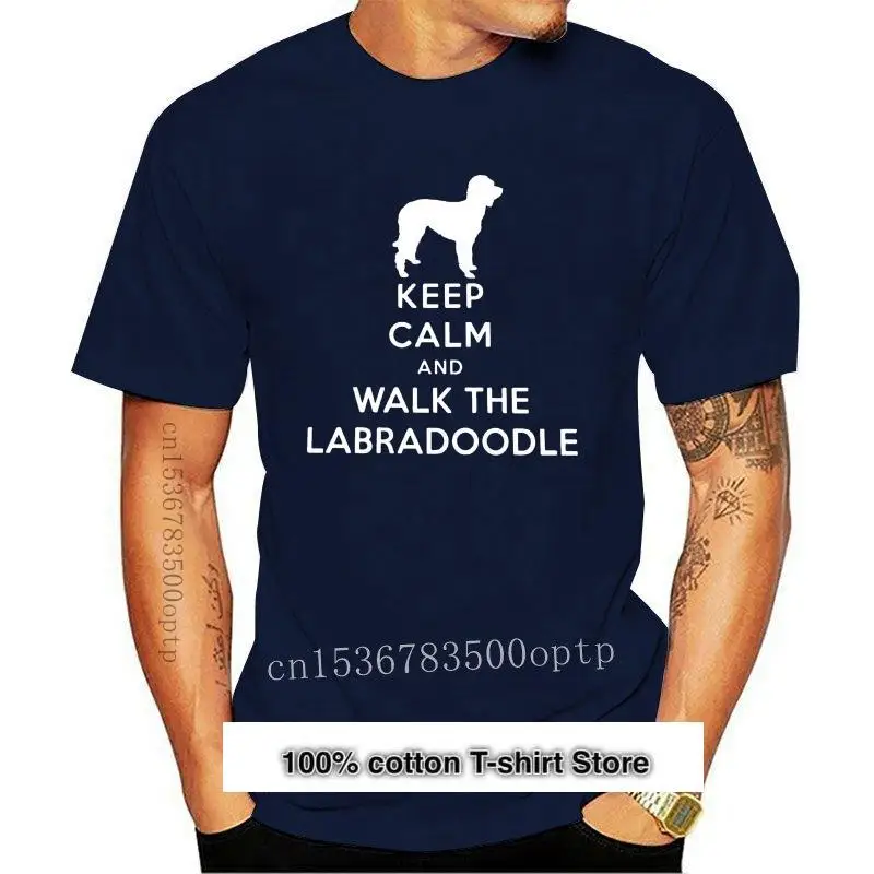 

Camiseta divertida para hombres, camisa para amantes de los perros, Keep Calm Walk, Labradoodle, talla S 5XXL, nueva