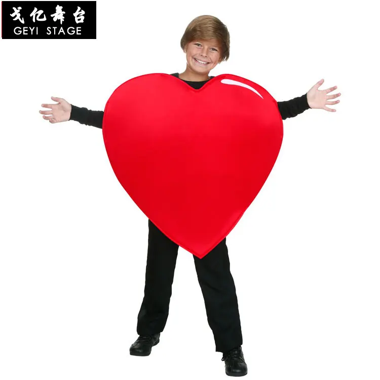 Детский костюм для сцены на Хэллоуин красное сердце взрослых выступлений
