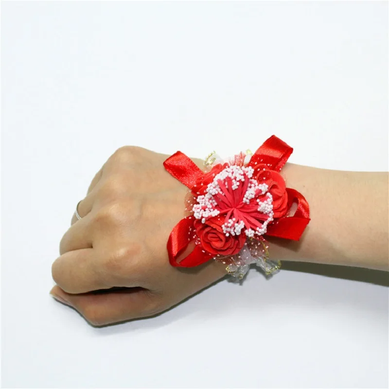 Женский браслет с искусственным цветком свадебный подружки невесты цветами на