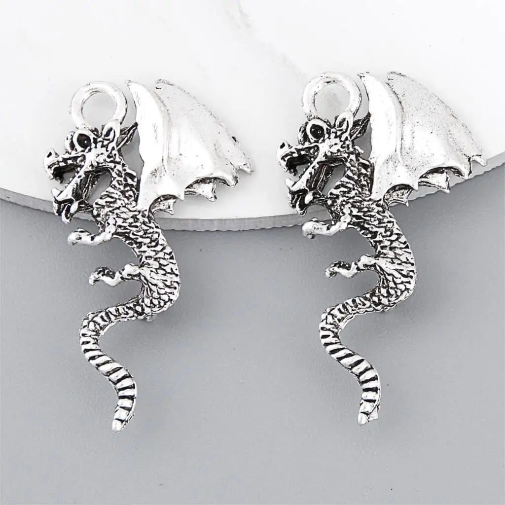 10 шт. Подвески в виде дракона серебряного цвета Diy Ювелирные изделия сокровище