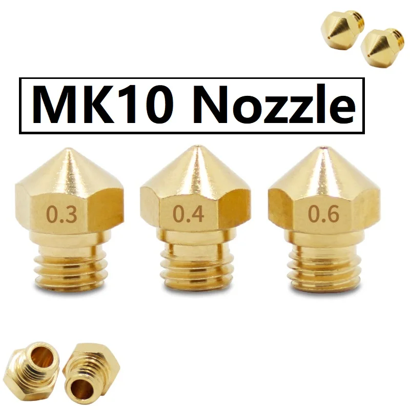 MEGA 5/4/3/2PCS MK10 Nozzle M7 Thread Brass 0.2 0.3 0.4 0.5 0.6 0.8 1.0mm 1.75mm Filament 3D Printer Parts For MK10 Extruder