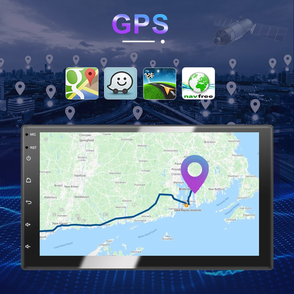 Автомагнитола Eunavi универсальная мультимедийный плеер на Android с GPS 4 Гб ОЗУ 64 ПЗУ