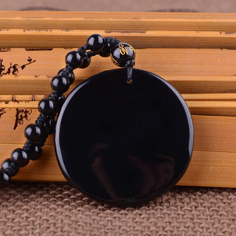 Амулеты и талисманы натуральный черный обсидиан ожерелья кулоны резные