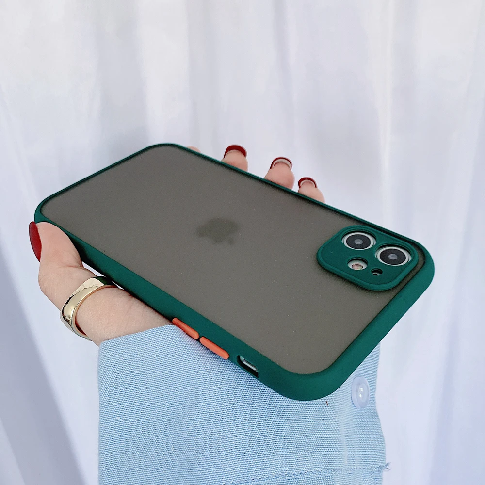 Цветной бампер Macarons Матовый Прозрачный чехол для iPhone 11 12 iPhone11 Pro Max X Xs XR 7 8 Plus SE 2020