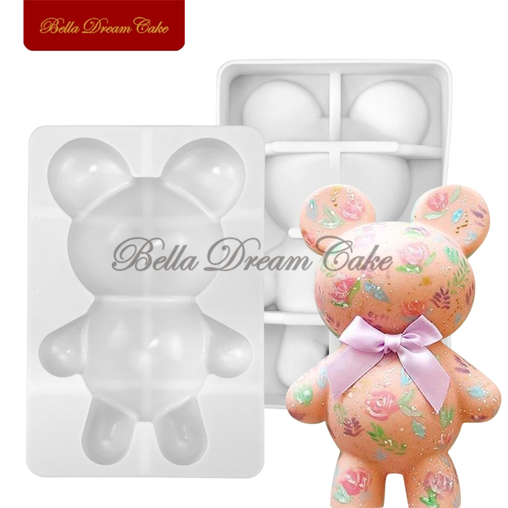 

Large Size 3D Surprise Bear Breakable Chocolate Silicone Mold DIY Creative Mousse Cake Mould For Cake Decorating Tools Bakeware
