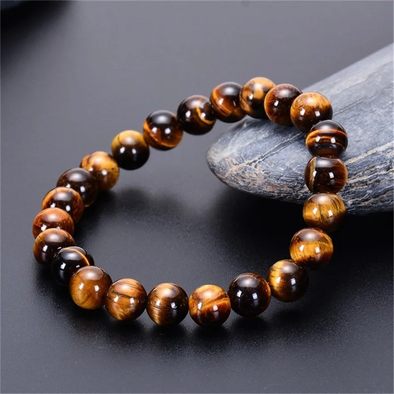 4-20 mm Tiger Eye Bracelet for Men Women Natural Stone Tiger Eye Beads Bracelet Elastic Yoga Chakra Healing Energy Jewelry Gifts