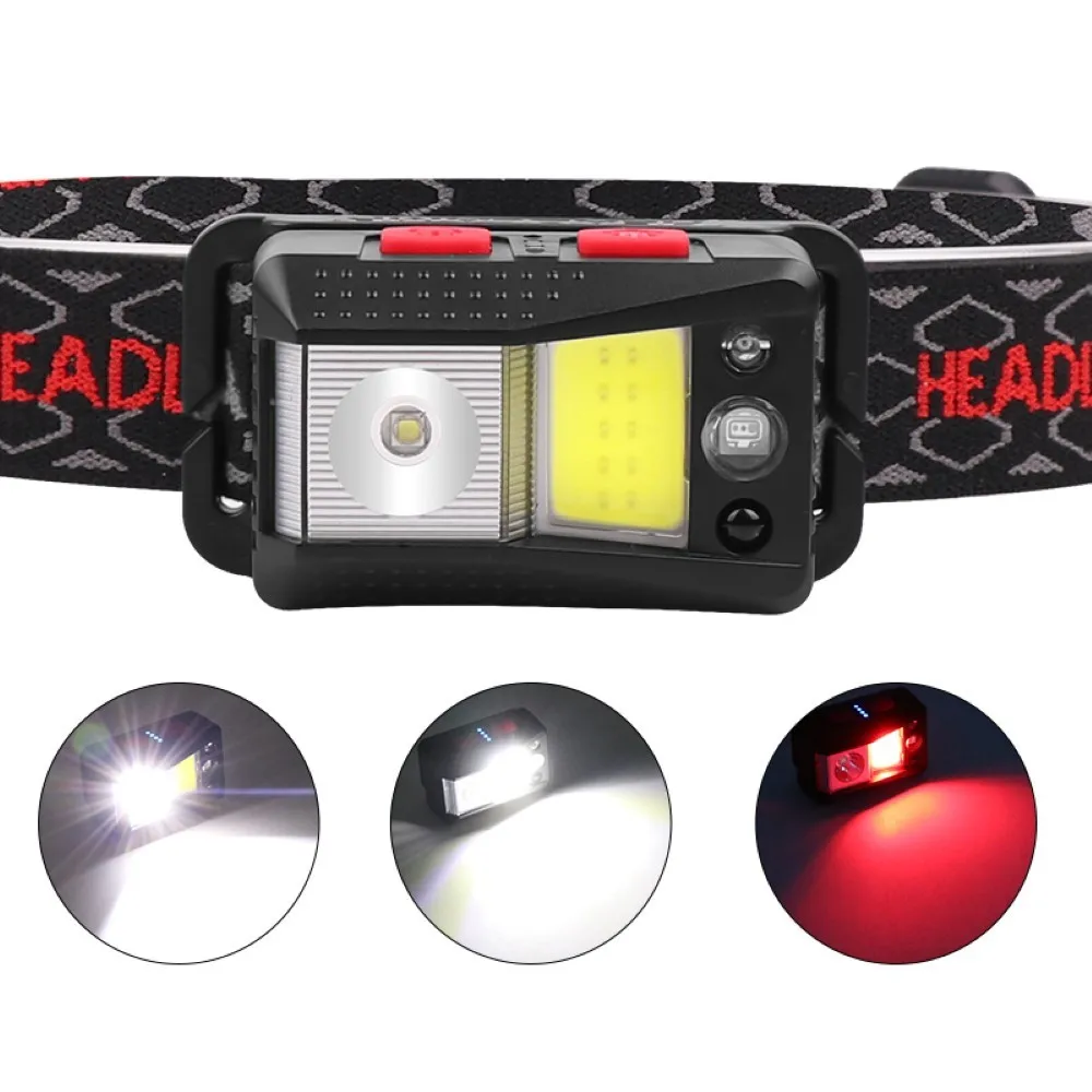 

Sensor LED Headlamp Powerful flashlight 400 Lumen Rechargeable Headlights Lamp USB Rechargeable Running Lights Camping lantern
