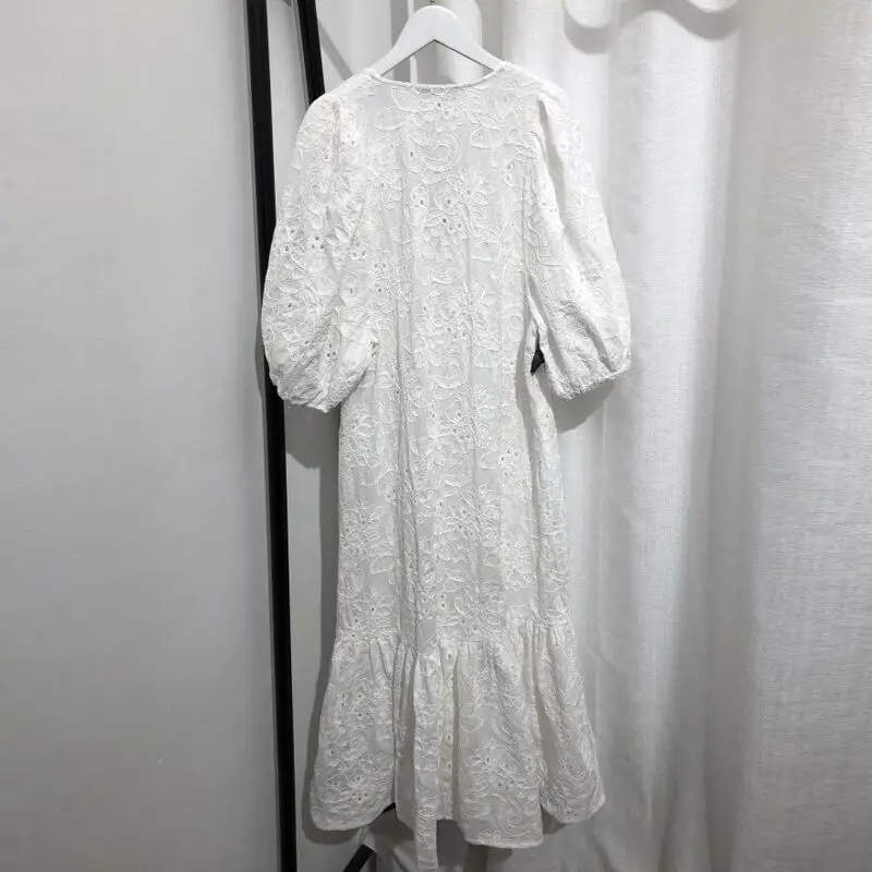 Женское платье с V-образным вырезом повседневное однотонное средней длины