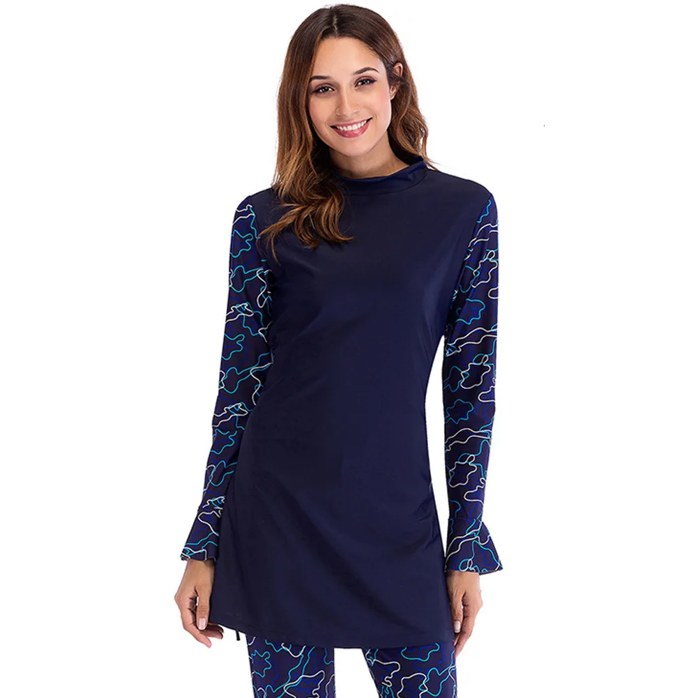 

Women Muslim Swimwear Hijab Long Sleeve Full Cover Fashion Modest Hijab Islamic Burkinis Swimsuits Plus Size Surf Swim Suit Wear