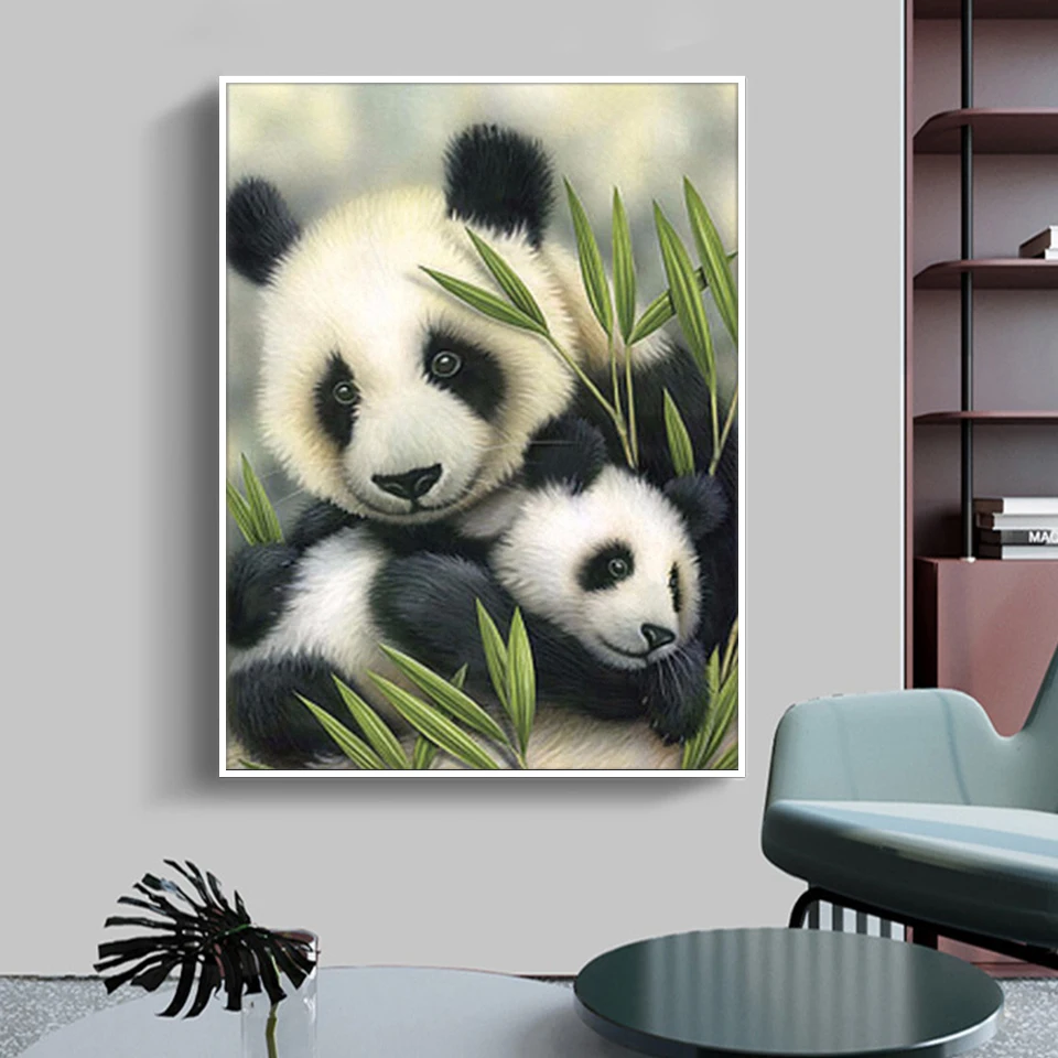 Алмазная 5D картина панда с полным покрытием 100% сделай сам 3D живопись круглая