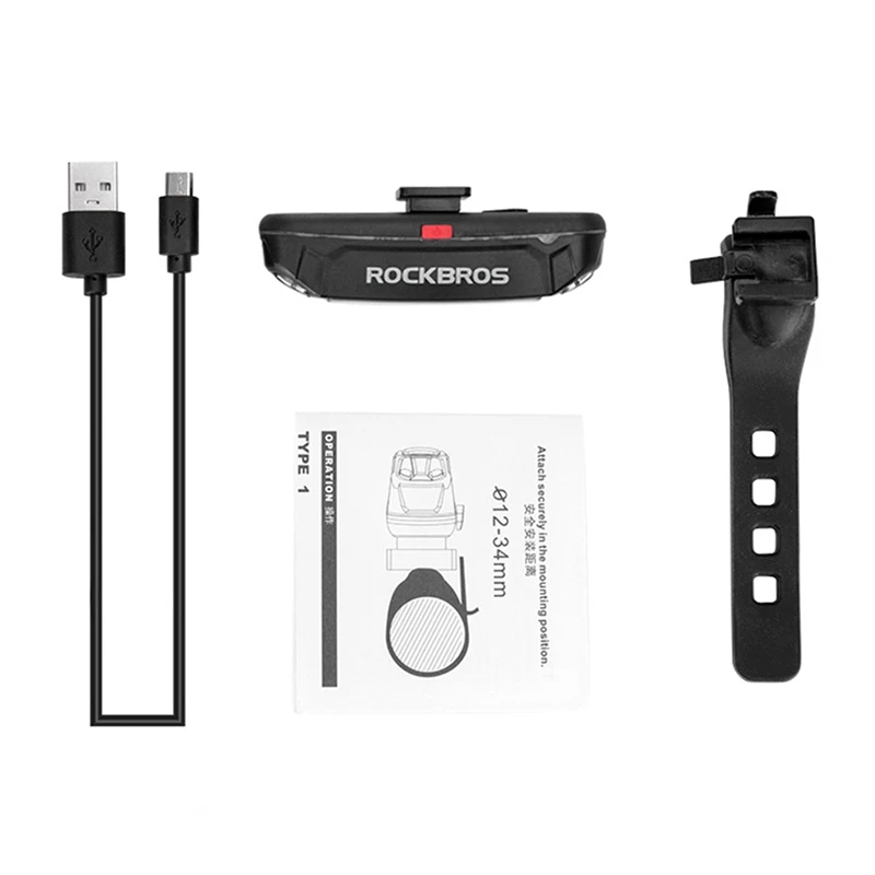 

ROCKBROS Bicycle Waterproof Tail Light USB Rechargeable Safety Bicycle Tail Light Warning Light Night Riding Tail Light