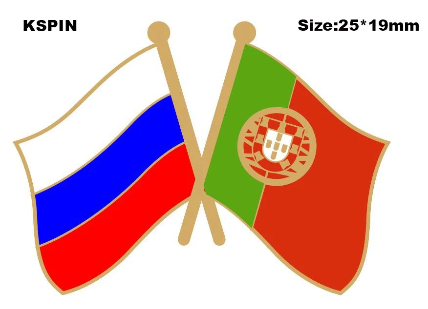 

Russia & Portugal Friendship Flag Lapel Pin Friendship Flag Badge Flag pin