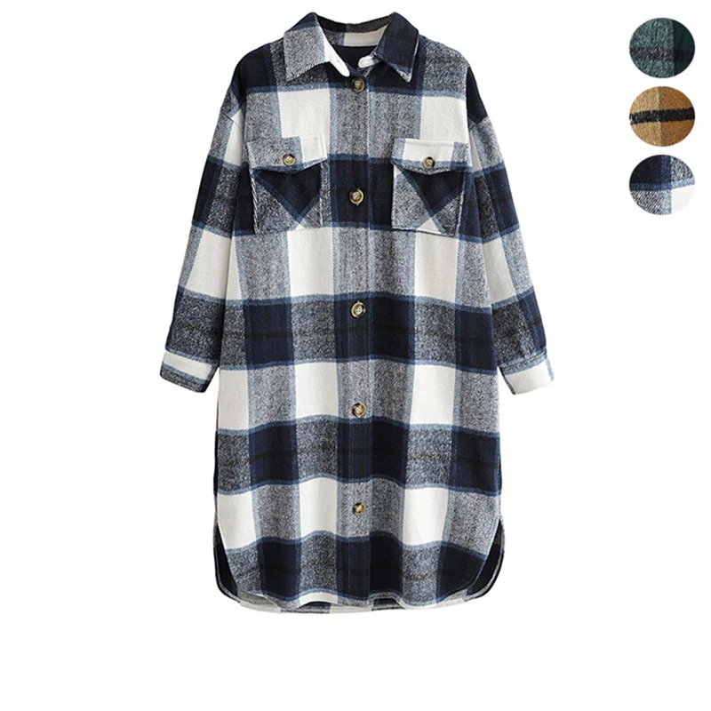 

Весна-Осень 2021, новая Корейская версия, свободная верхняя одежда, клетчатая куртка средней длины в стиле ретро-порта, универсальная Повседн...