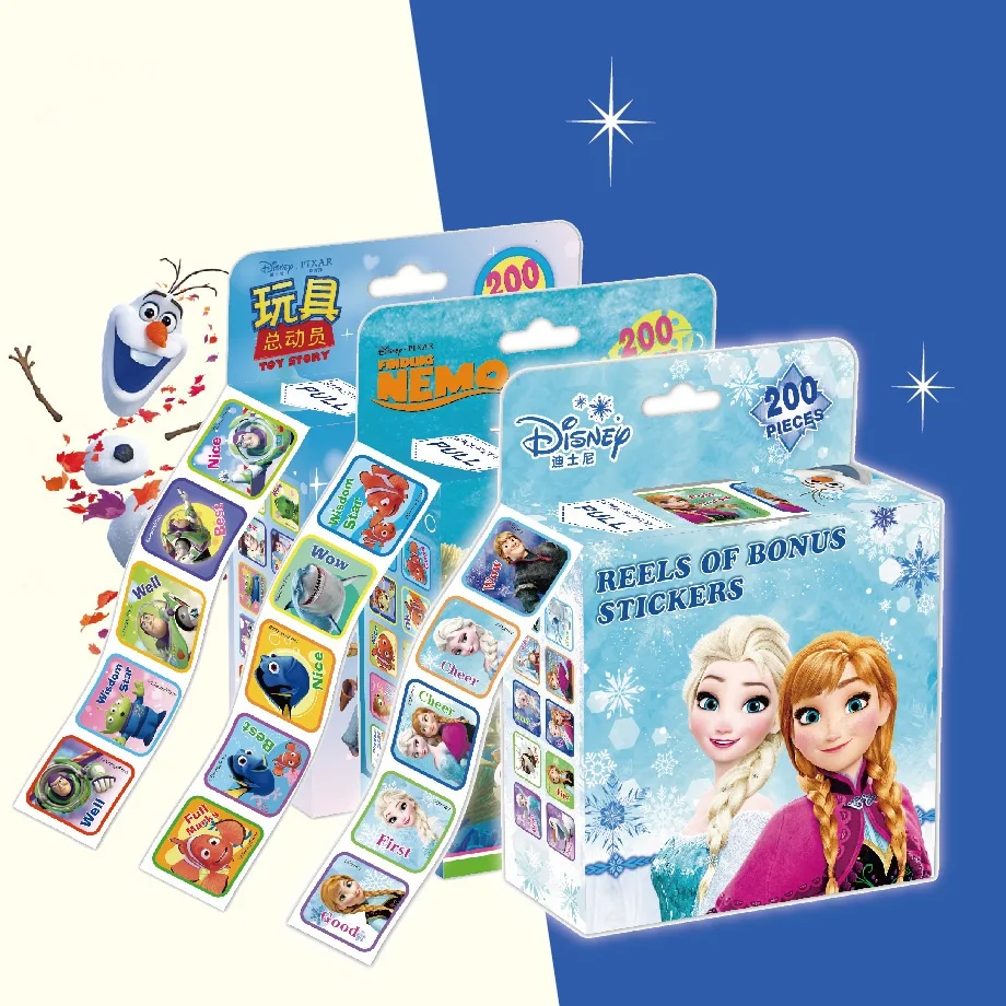 200 Pcs Disney Cartoon Stickers Frozen 2 Elsa And Anna Princess Sofia Little Pony Pixar Cars Kids Removable Sticker Makeup Toy