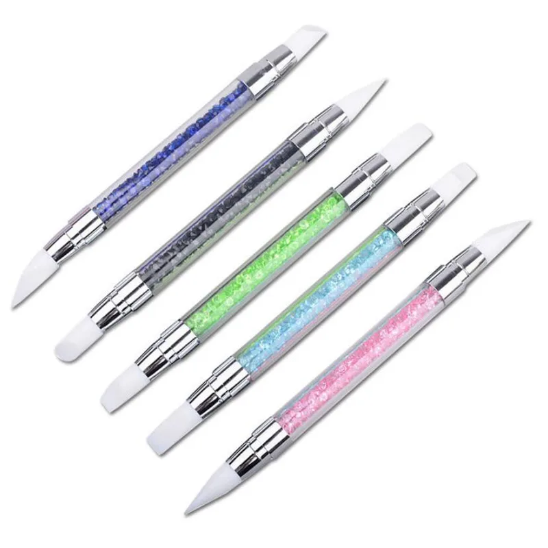 

Dual-ended Silicone Head Nail Art Silicone Brush Dotting Pen Nail Art Brush Sculpture Pen For Emboss Carving Tips UV Nail Tools