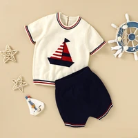 baby boy knitted clothes set spanish childrens knitting top shorts 2pcs suits 2021 summer kids newborn outfit infant clothing