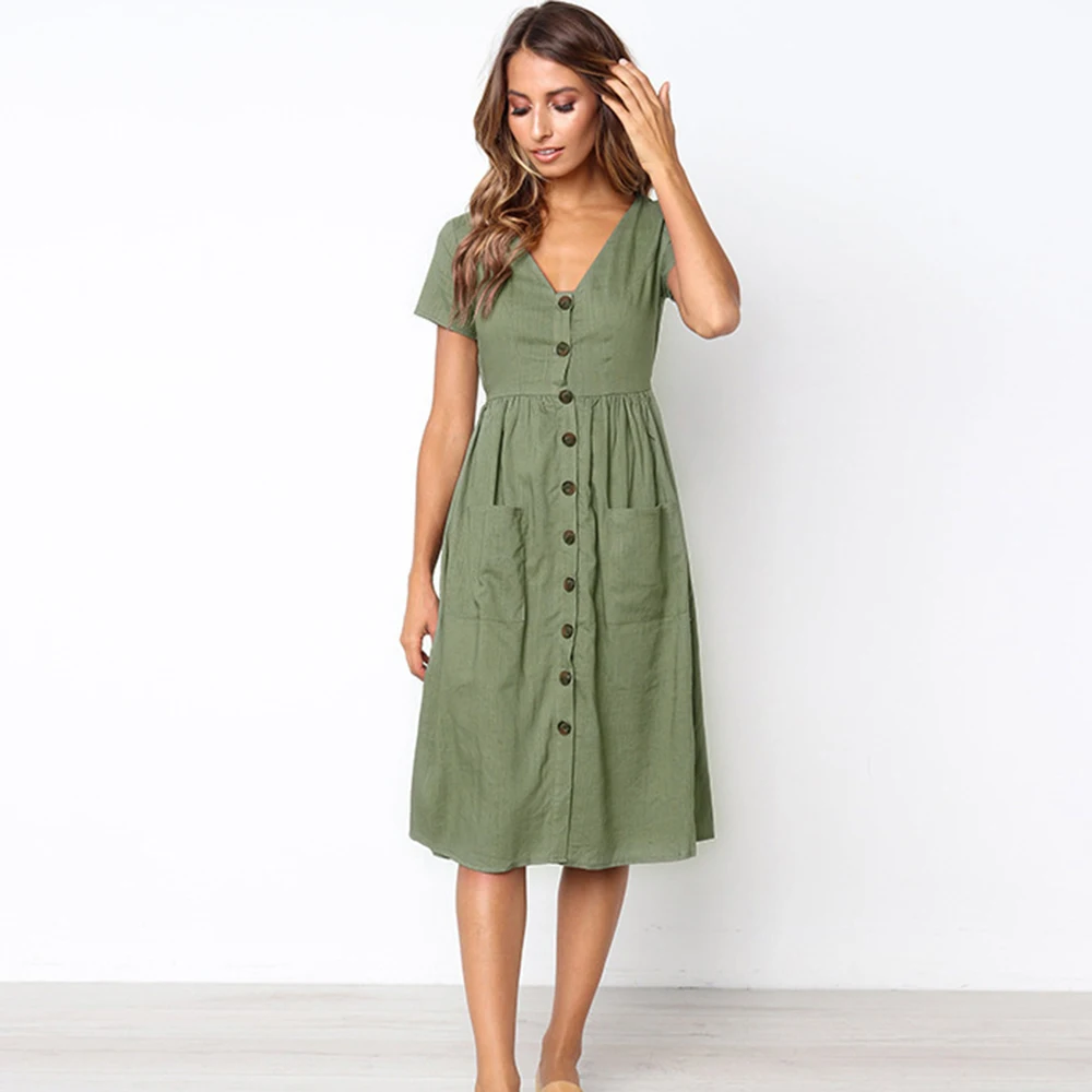 Платье женское хлопковое средней длины повседневное празднивечерние офисное