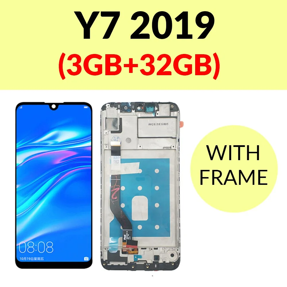 Y7 2019 3GB Frame Черный ЖК-экран для huawei Y6 Y7 премьер-профессионал дисплей+ Замена сенсорного экрана для huawei Y9 Enjoy 9 Plus Y9 lcd - Цвет: Y7 2019 3GB Frame