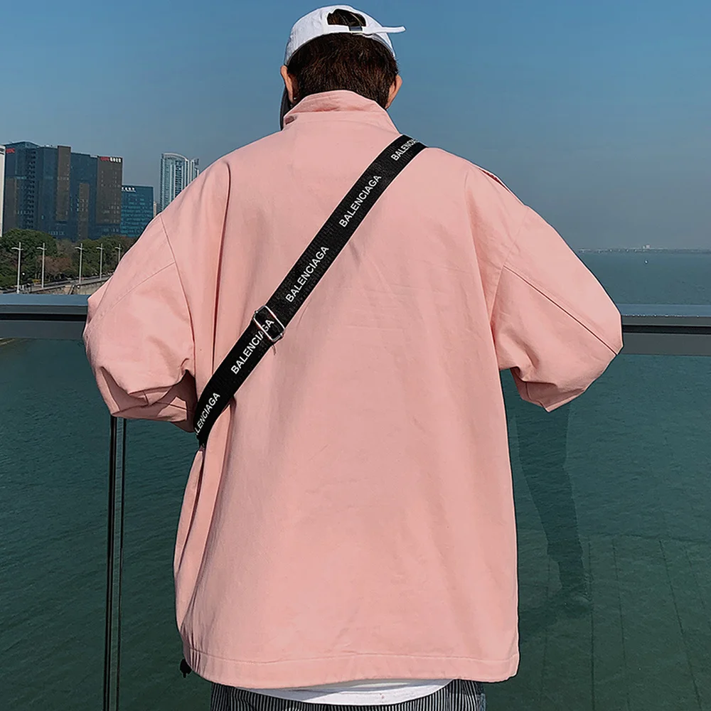 2019 New Men's Fashion Oversize Bomber Tooling Jacket Loose Casual Spring Autumn Solid Color Big pocket Coats Large Size M-5XL |