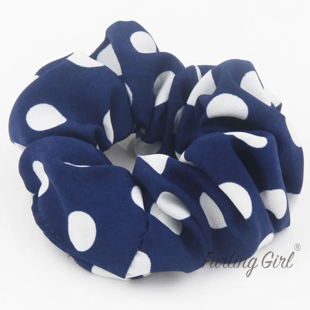 Тканевые резинки для волос Furling Girl 1 шт. белые в крупный горошек хвостиков