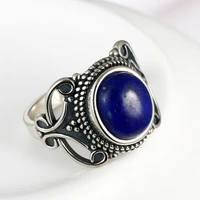 natural 8x10mm oval lapis rings for women sterling silver 925 ring gift fine luxury jewelry vintage finger ring