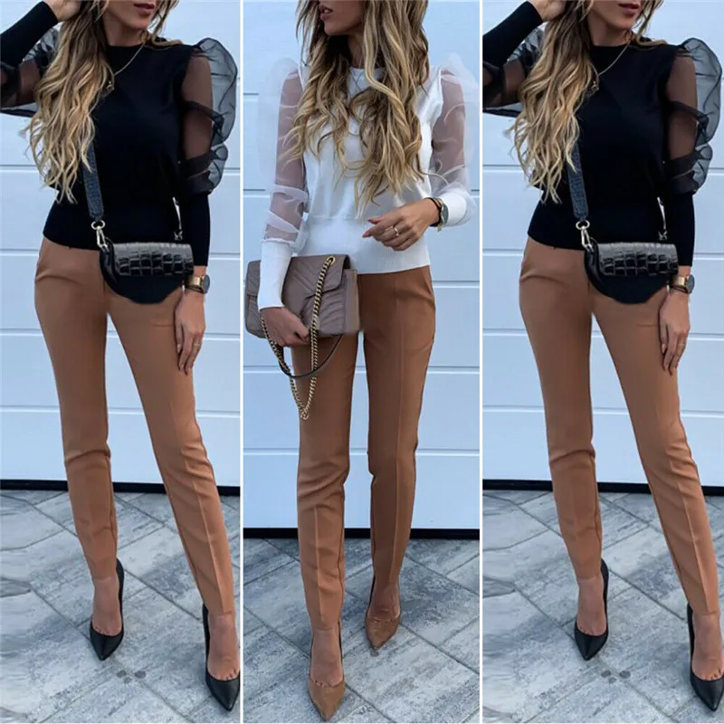 

Women Ladies Elegant Blouse Autumn Winter Slim Fashion Lace Mesh Sheer See-through Long Puff Sleeve Tops Blouse Female Blusas