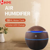 130ml usb air humidifier electric aroma diffuser mist wood grain oil aromatherapy mini have 7 led light for car office home