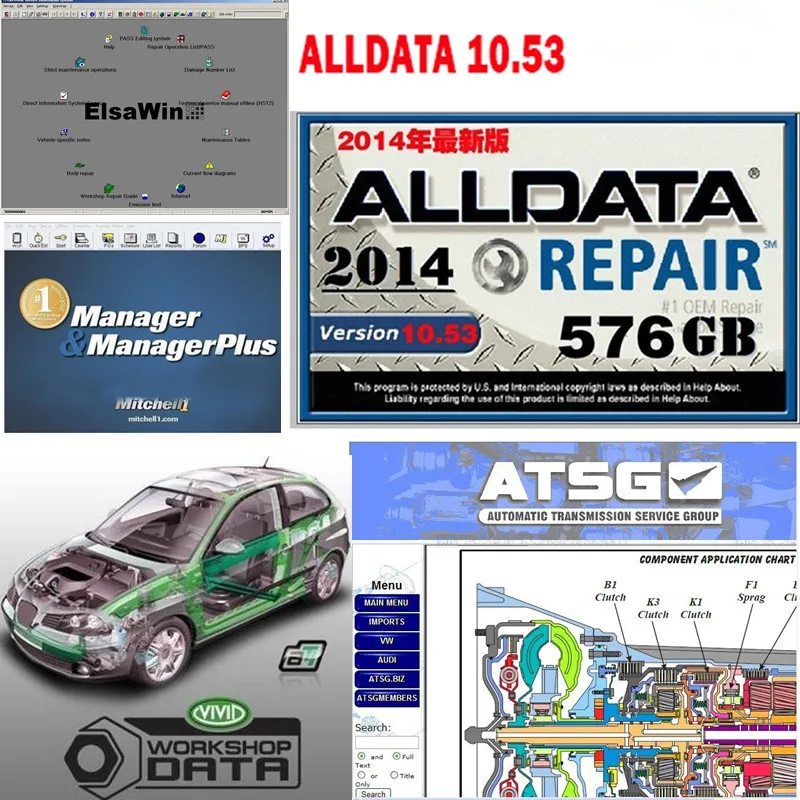 

2022 Hot Alldata 10.53 and mi...ll 2015 Auto Repair Software OD5 Vivid atsg elsawin autodata all data 1tb hdd installed video