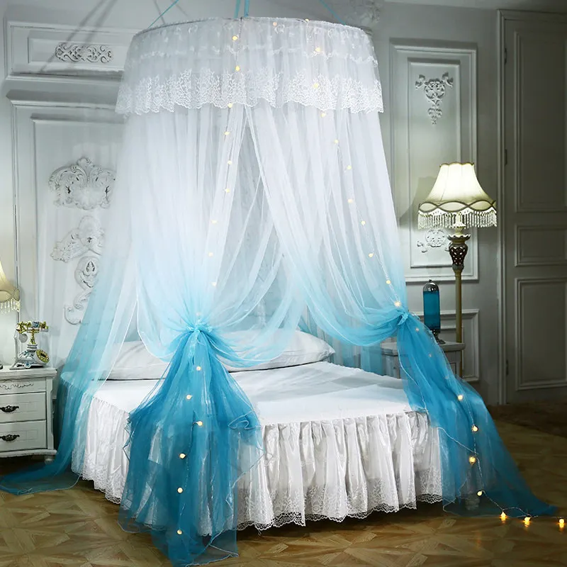 Blue and white 4 цвета Висячие постельные принадлежности для взрослых балдахин навес хлопок москитная сетка покрывало занавеска для маленьких детей чтение играть домашний декор - Цвет: Blue and white