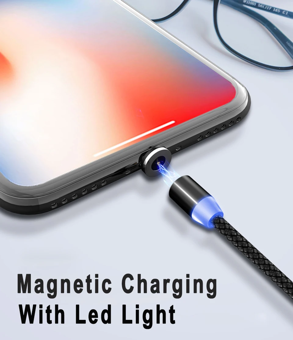 Вы первый Usb-c кабель Micro USB Магнитный кабель type C провод для iPhone металлический штекер светодиодный зарядный кабель 1 м/2 м для Android ios