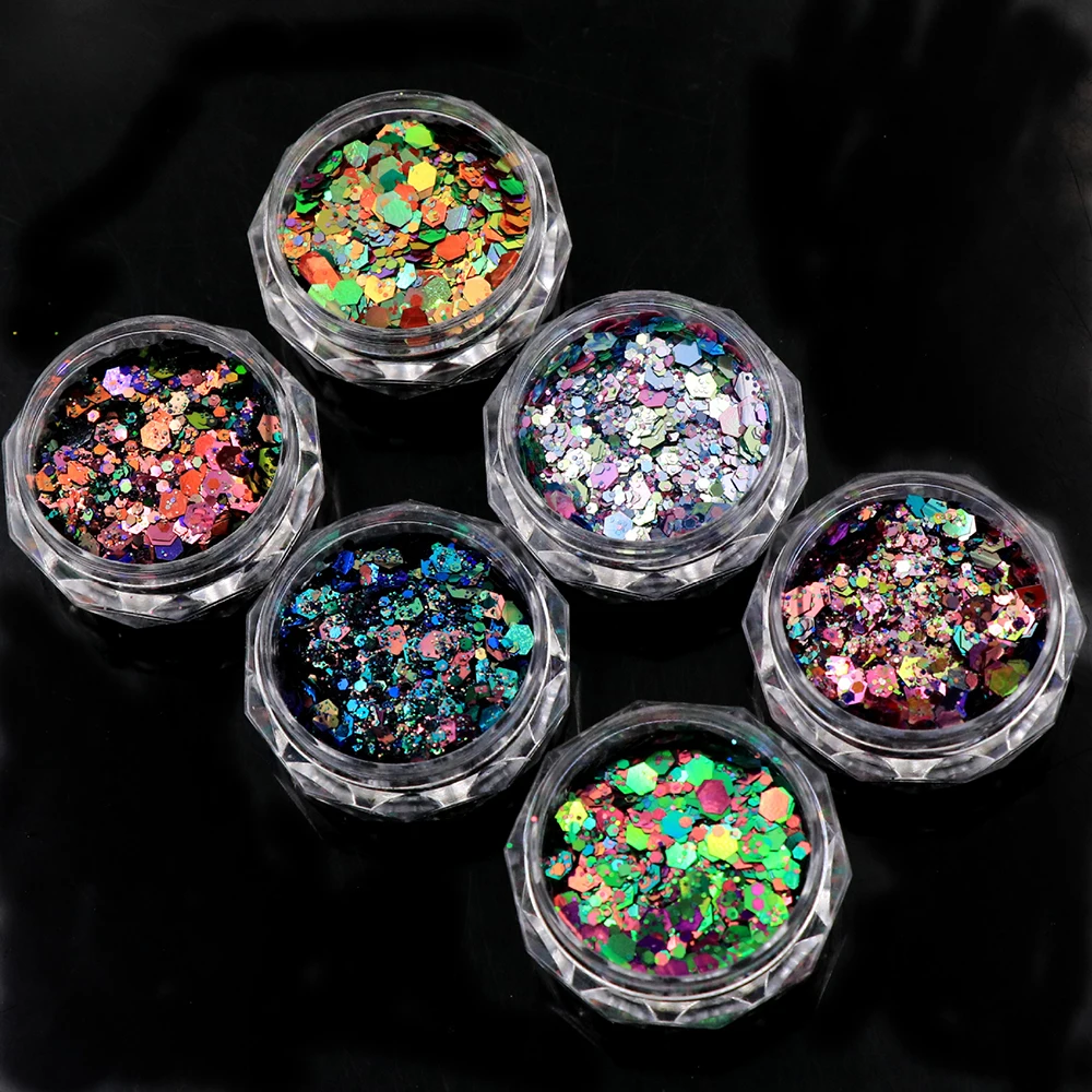 

Holographic Glitter Flakes Iridescent Nail Art Sequins Flakes Pigment Decoration For Jewelry Making DIY Epoxy Resin Mold Filling