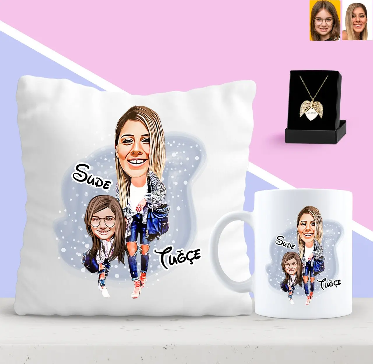 

На заказ платье для девочки и мамы; Карикатура Подушка кружка и толстовка с капюшоном, надписью «Angel» и принтом «крылышки Цепочки и ожерелья ...