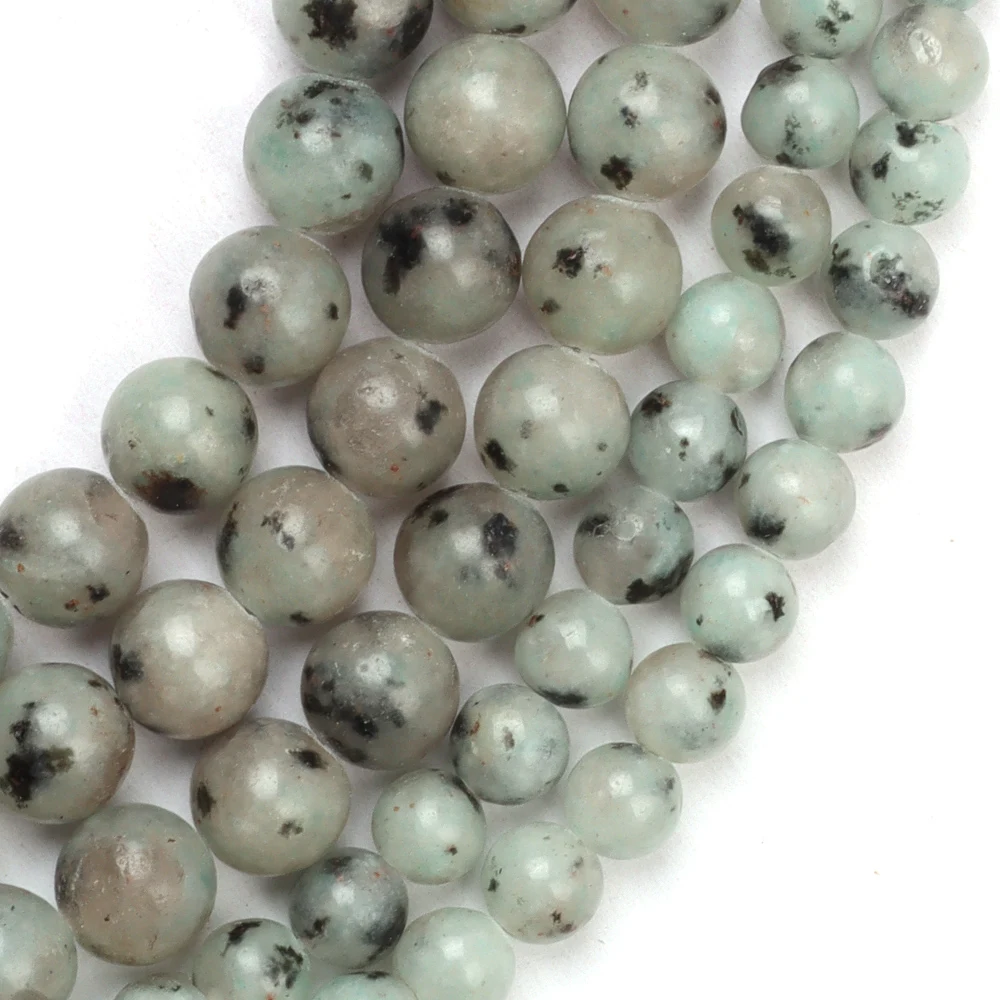 Натуральные круглые гладкие самоцветные бусины для изготовления украшений своими руками - браслета, ожерелья, серьги, из камня киви, кунжута, лотоса, яшмы.