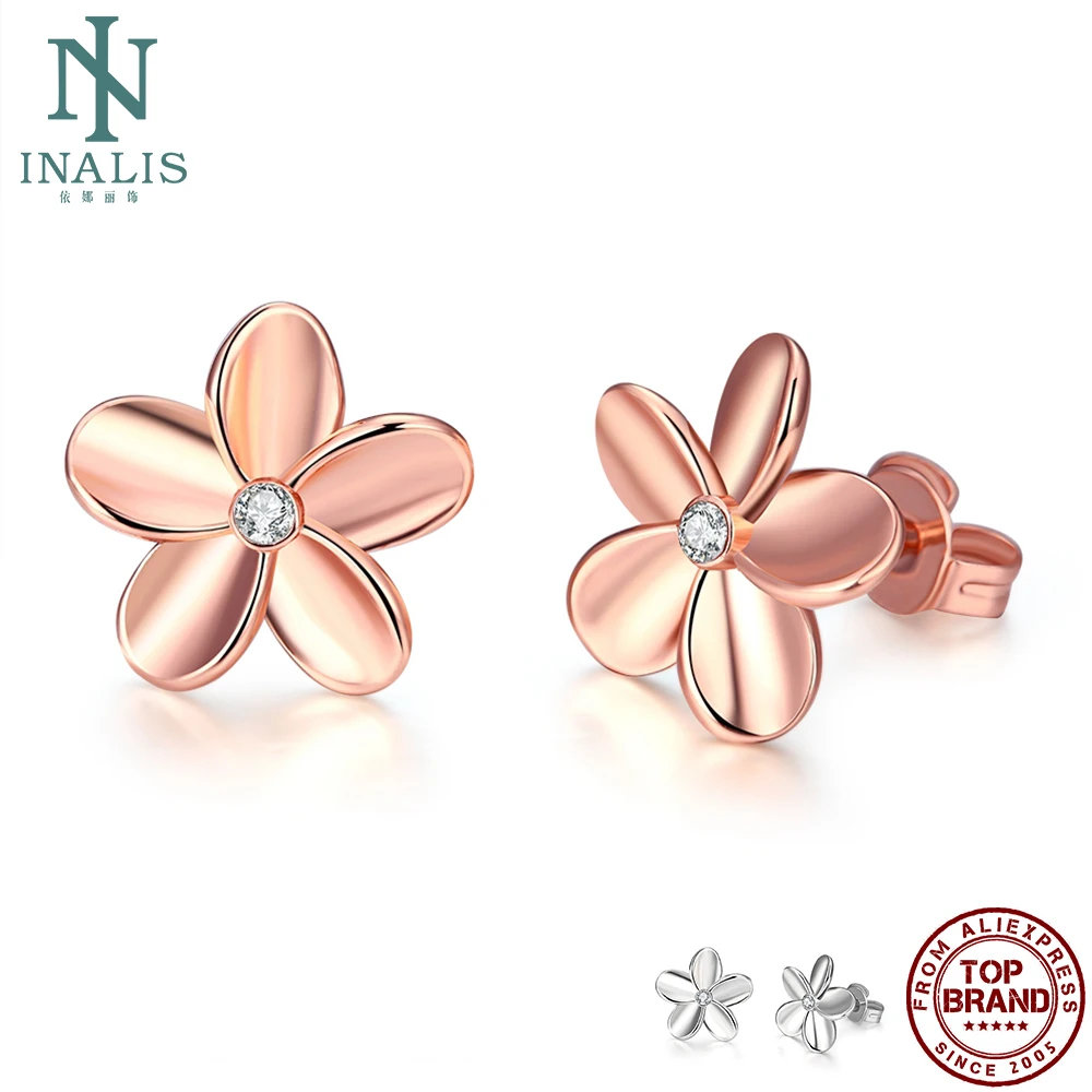 INALIS женские серьги минималистичные милые цветок сплав олова серьги-гвоздики 2