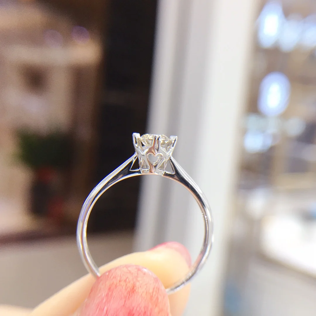 

Женское кольцо из 18-каратного белого золота с бриллиантами, обручальное кольцо с ореолом 0,33 карата, кольцо с круглым вырезом, цвет KL