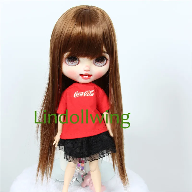 

9-10 inch Blyth Wig Long Straight Dark Brown Hair