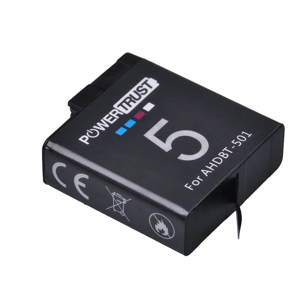 PowerTrust 1 шт. для Gopro 7 8 AHDBT-501 батарея + LCD USB двойное зарядное устройство экшн-Камеры