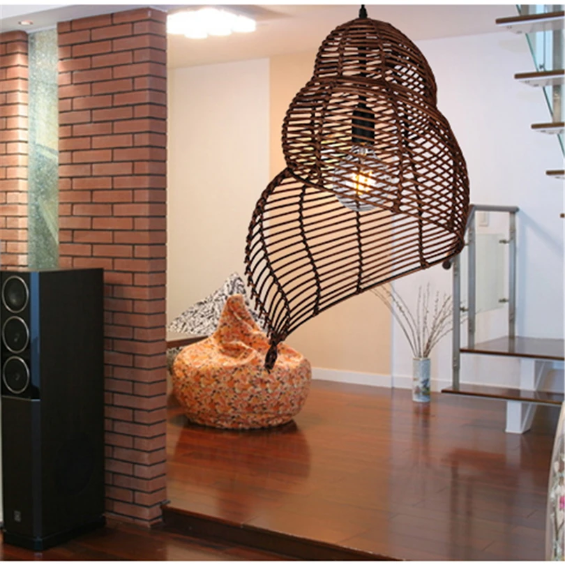 Креативная бамбуковая Подвесная лампа в форме морской улитки для Юго Восточной