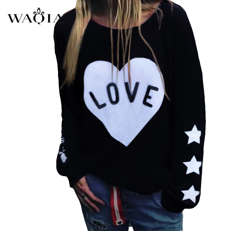 Женская толстовка и размера плюс повседневные пуловеры с принтом в виде сердечек