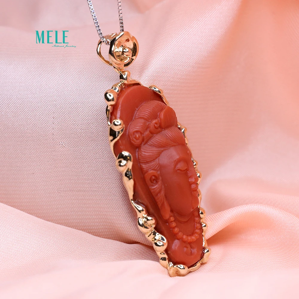 14k gold Natural south Red agate carving guanyin Bodhisattva Pendant | Украшения и аксессуары