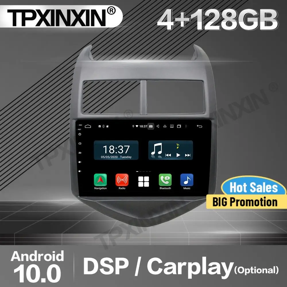 

128G Carplay Car Radio 2 Din Stereo Receiver Android 10 For Chevrolet AVEO 2016-2017 GPS Player Audio Recorder Head Unit