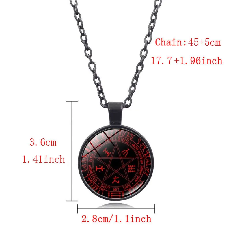 Hellsing Alucard Pentagram Necklace Glass Cabochon Jewelry Statement Pendant Necklaces Wholesale | Украшения и аксессуары