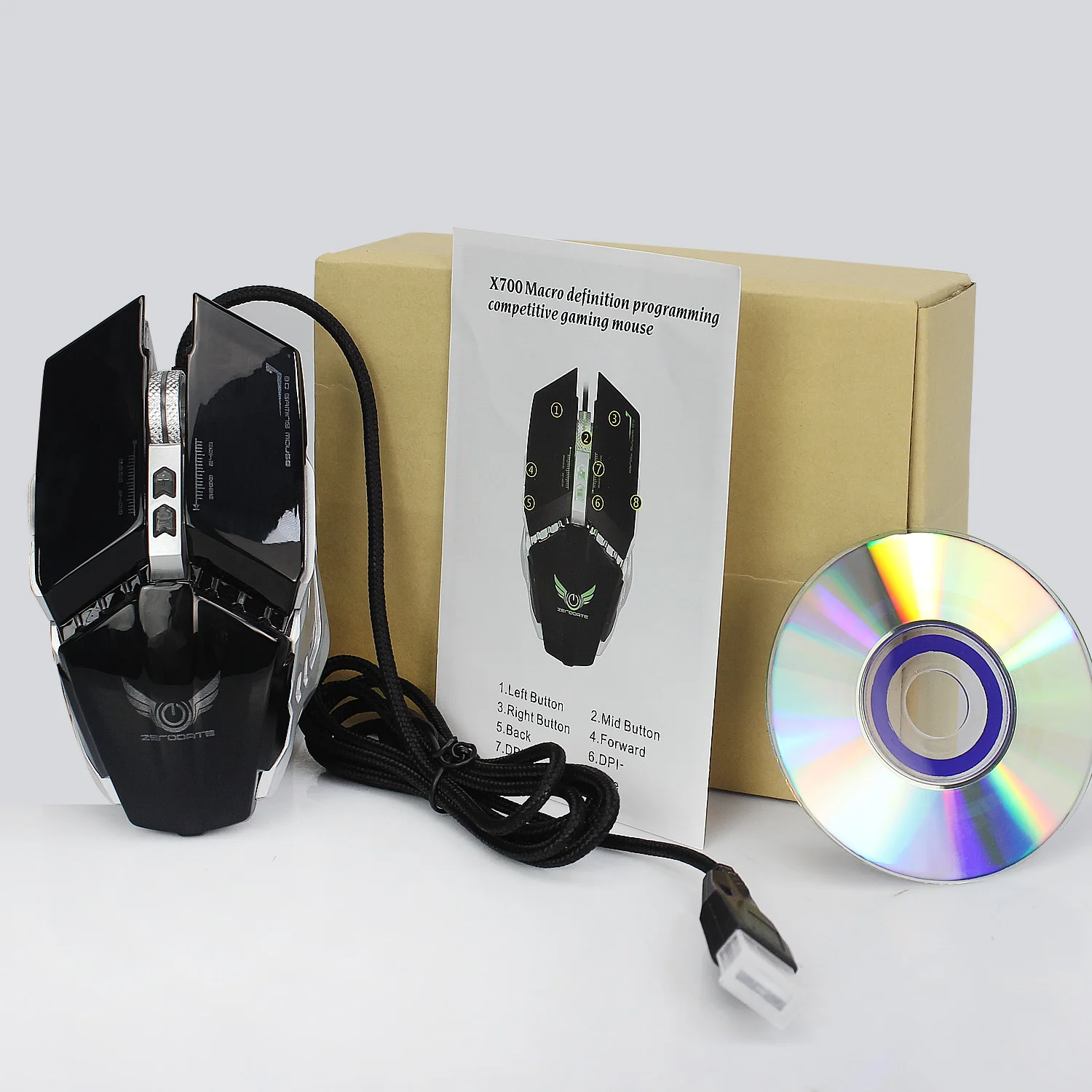 ZERODATE X700 оптическая мышь usb Механическая игровая мышь полный ключ Макросъемка Проводная игровая мышь Четыре Цвета блестящая мышь