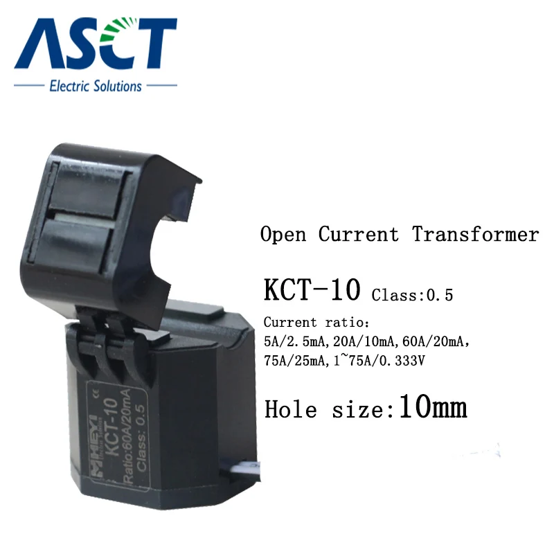 Split Core Current Transformer KCT-10 Class 0.5 With 1m Wire Primary  1-75A ,mA and mV  Output