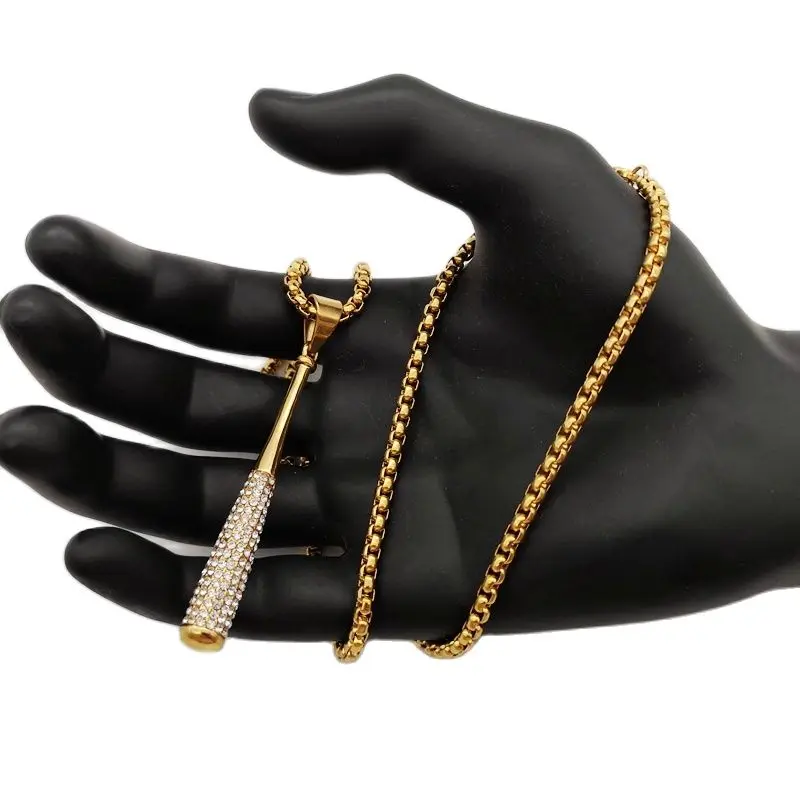 Цепочка с подвеской в виде бейсбольной биты из нержавеющей стали | Украшения и