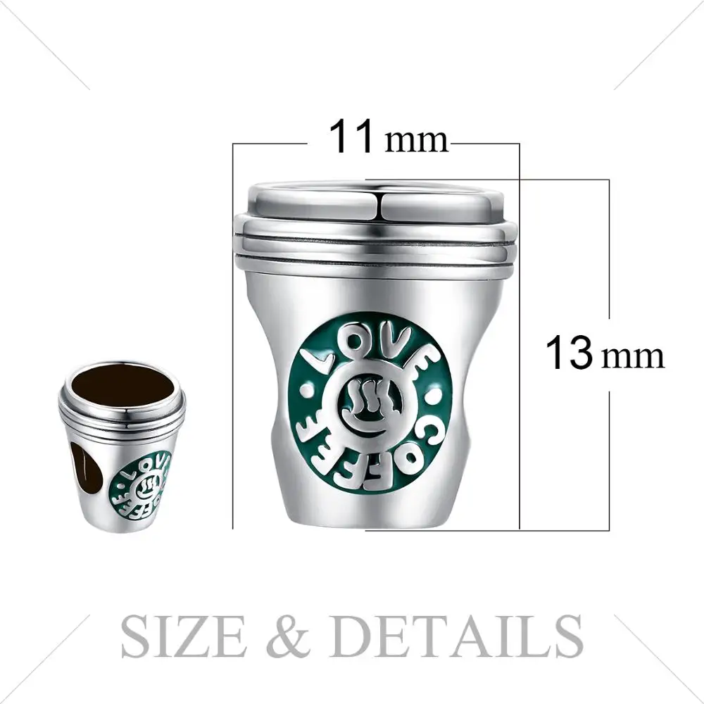 

JewelryPalace Love Coffee Cup 925 Sterling Silver Beads Charms Silver 925 Original for Bracelets Women Fashion Jewelry Making